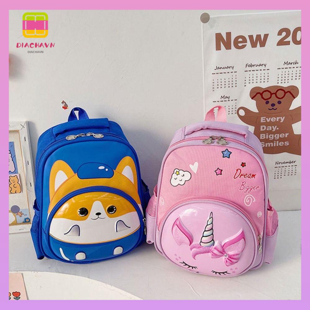 Ba Lô Đi Học In Họa Tiết Hoạt Hình Khủng Long / Kỳ Lân Dễ Thương Gọn Nhẹ Chống Thấm Nước Cho Bé Mẫu Giáo