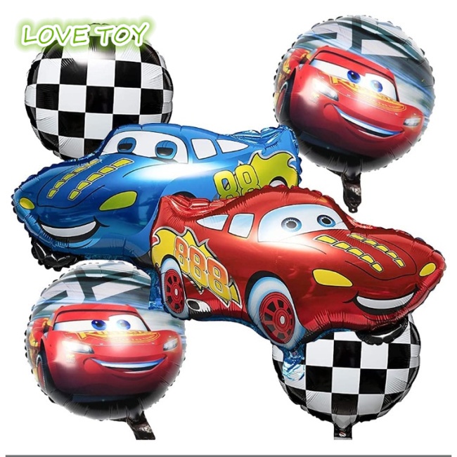 Set 6 Bong Bóng Trang Trí Tiệc Sinh Nhật In Hình Car Story
