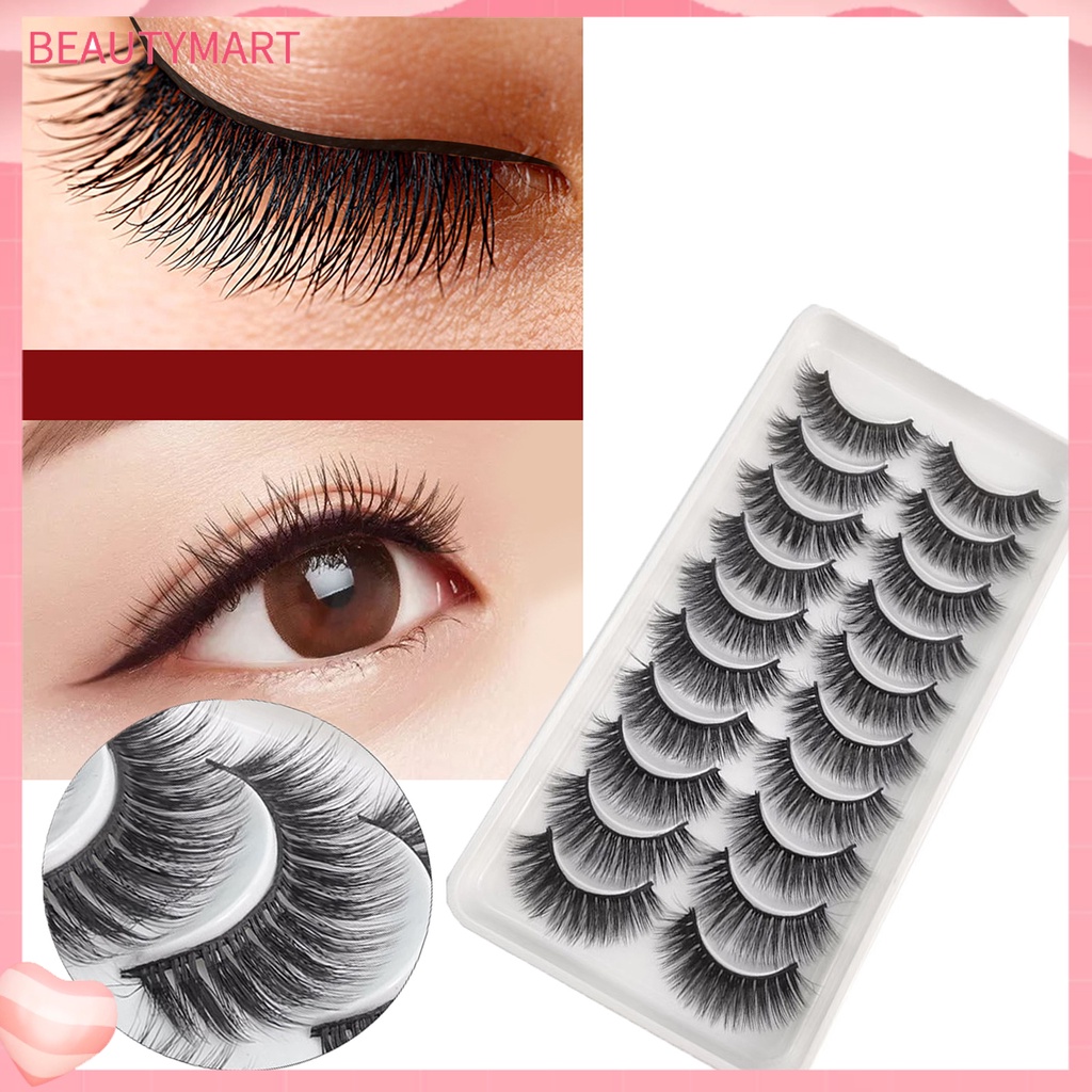 Set 10 Cặp Lông Mi Giả Màu Đen Dài Tự Nhiên Trang Điểm Cho Nữ