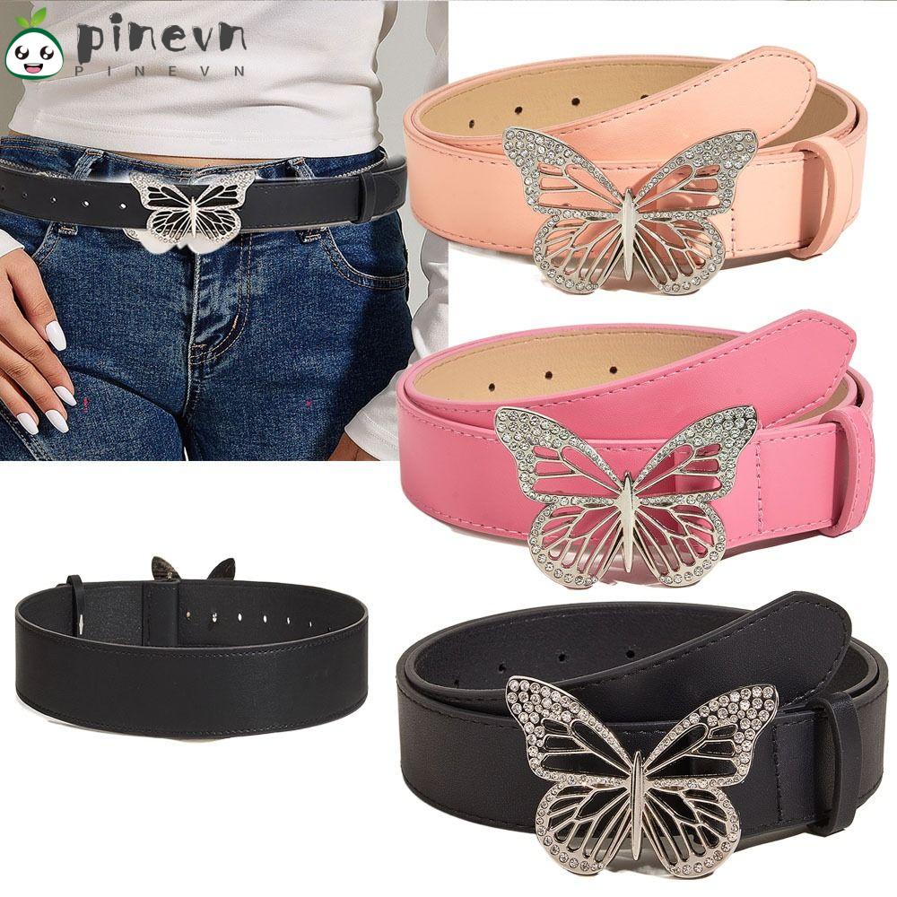 PINEVN Thắt Lưng Kim Loại Mặt Hình Bướm Phong Cách Retro Cho Nữ