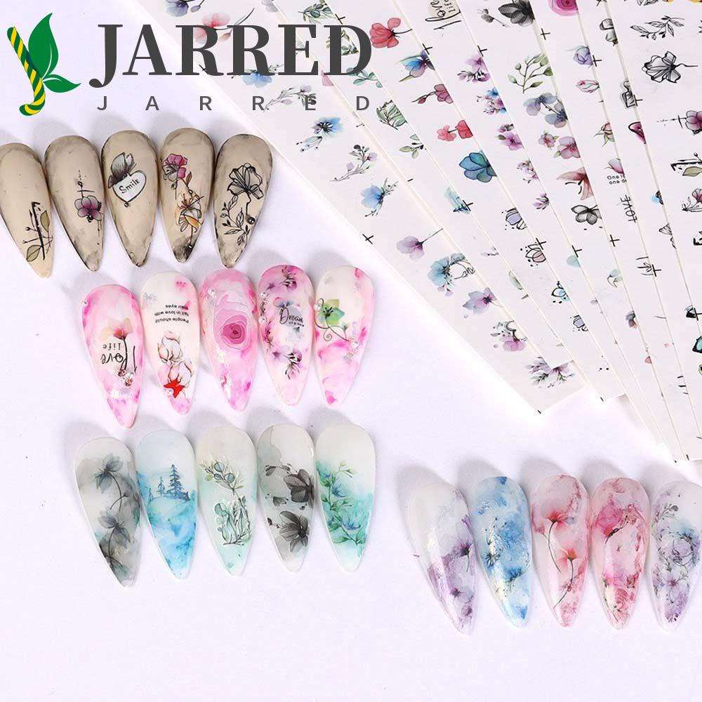 JARRED Nhãn Dán Móng Tay Nhiều Màu Sắc Họa Tiết Hoa Trái Tim Bướm Thời Trang Xuân Hè