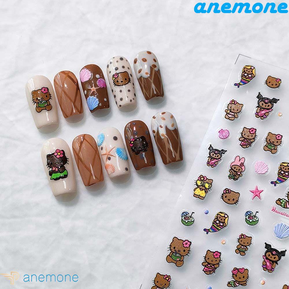 Miếng Dán Trang Trí Móng Tay Hình Mèo Kitty / Báo Hồng / Chữ Thập Dễ Thương DIY
