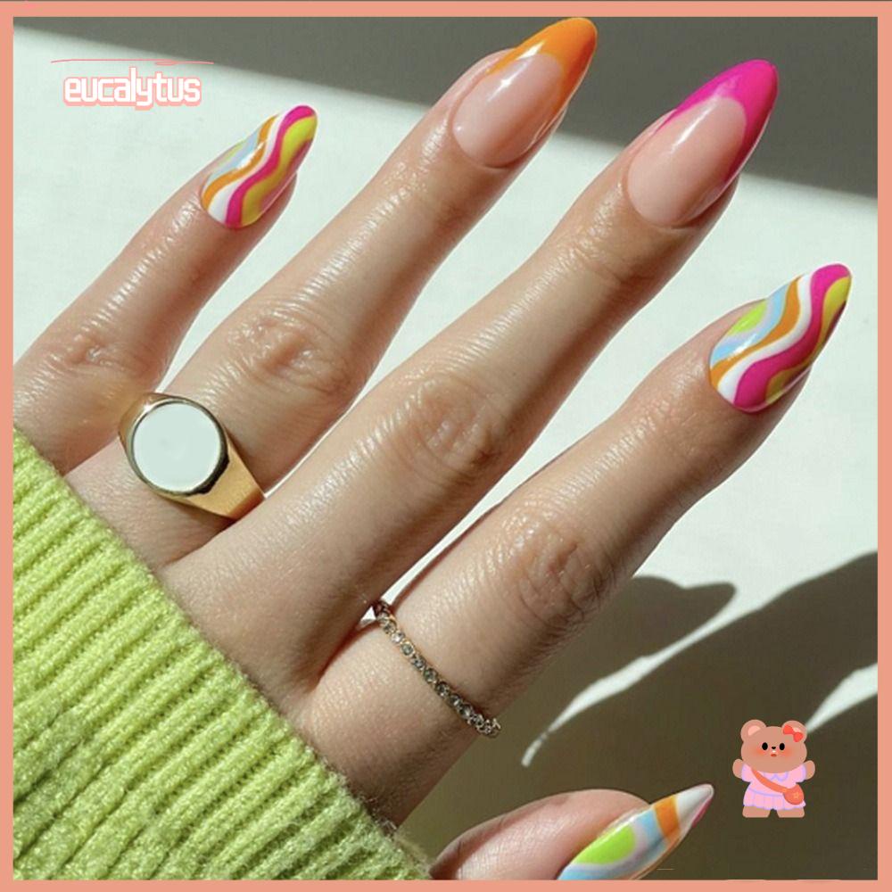 EUTUS Bộ 24 Móng Tay Giả Che Phủ Toàn Diện Gợn Sóng