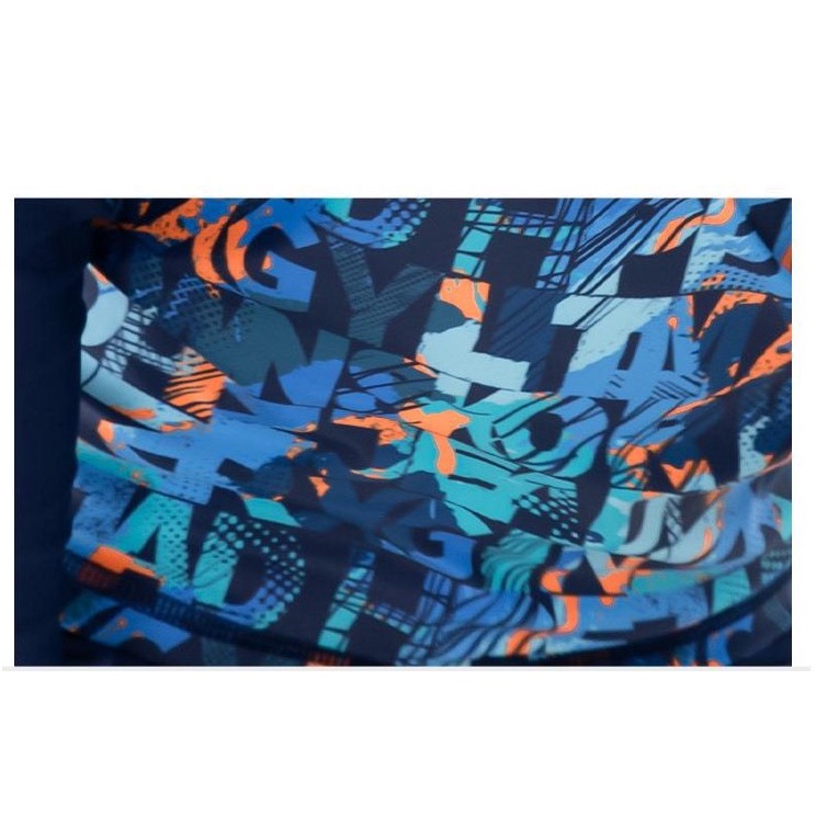 Bộ bơi bé trai dài tay, xanh đen hoạ tiết chữ, Momasong