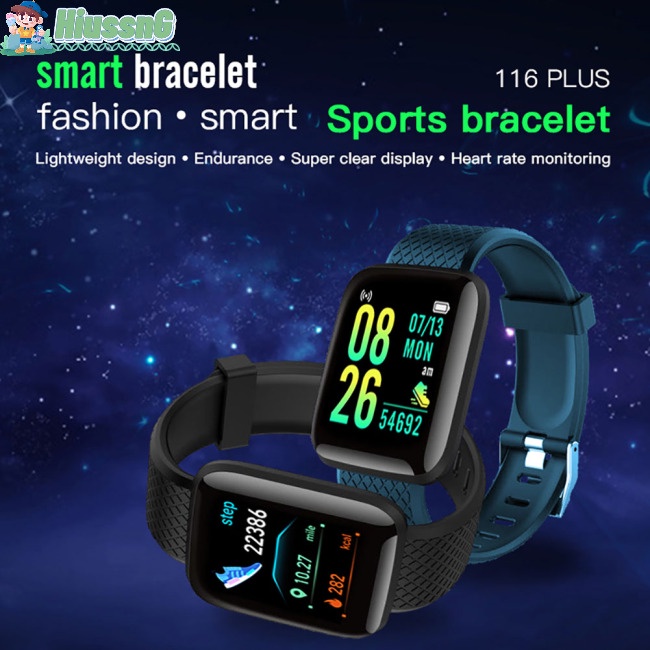Đồng Hồ Thông Minh HUS 116plus D13 Theo Dõi Sức Khỏe Kèm Phụ Kiện