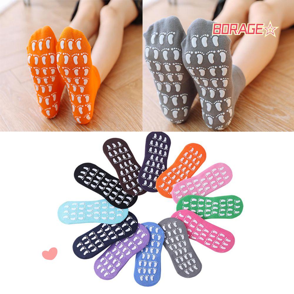 BORAG Vớ Nhung Dày Màu Trơn Mát Xa Chân Chống Trượt Tiện Dụng Cho Nam Và Nữ