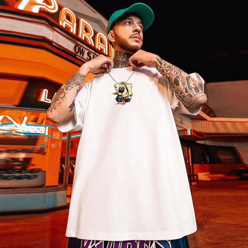 M-8XL áo phông nam tay lỡ,Áo Thun Thể Thao cotton Tay Ngắn Cổ Tròn In Hình Thẻ Bài vintage Mỹ Cho Nam Và Nữ