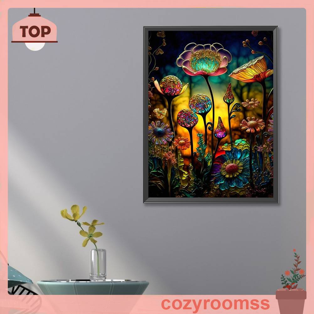 Tranh Đính Đá Kim Cương Toàn Bộ 5D DIY Hình Vẽ Hoa Bằng Kính