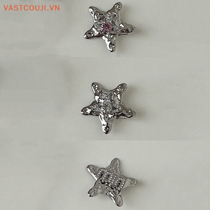 Kẹp Tóc Mini Hình Ngôi Sao Năm Cánh Đính Đá Bằng Hợp Kim Màu Bạc Dễ Thương