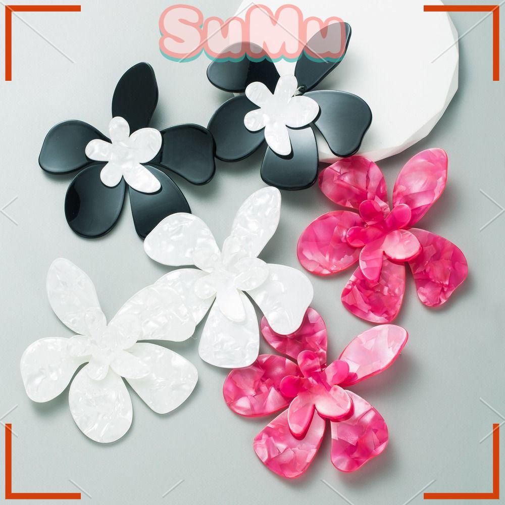 SUMU Bông Tai Hình Hoa Bằng Acrylic Nhiều Màu Sắc Thời Trang Cho Cô Dâu