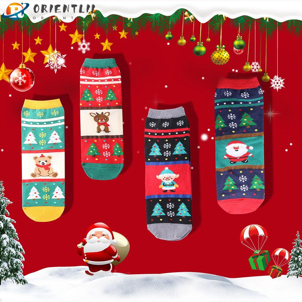 ORIENTLII Vớ Cotton Unisex MềM MạI HọA TiếT GiáNg Sinh