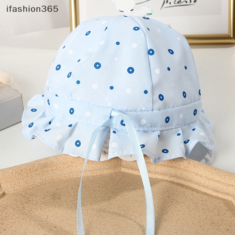 Mũ Tai Bèo Mỏng Nhẹ Họa Tiết Chấm Bi Đính Nơ Dễ Thương Thời Trang Xuân Thu Cho Bé Sơ Sinh ifashion365]