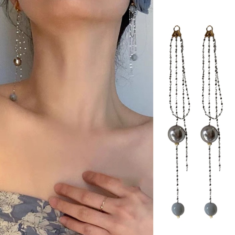Khuyên Tai Dây Xích Hình Hoa Hồng Xanh Dương Điều Chỉnh Được Không Đối Xứng