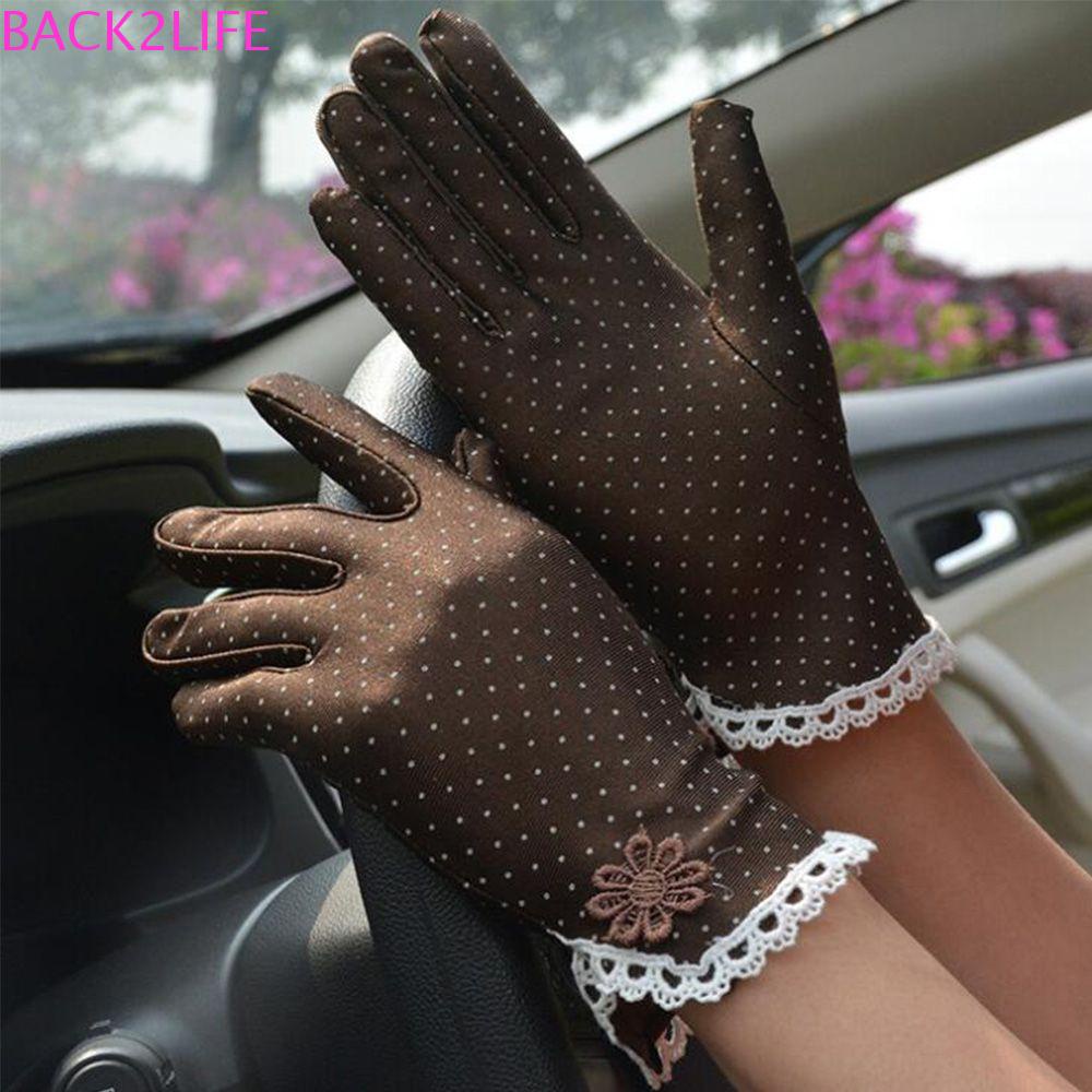 BACK2LIFE Găng Tay Lái Xe Vải Spandex Ren Mỏng Co Giãn Chống Trượt Chống Tia UV Họa Tiết