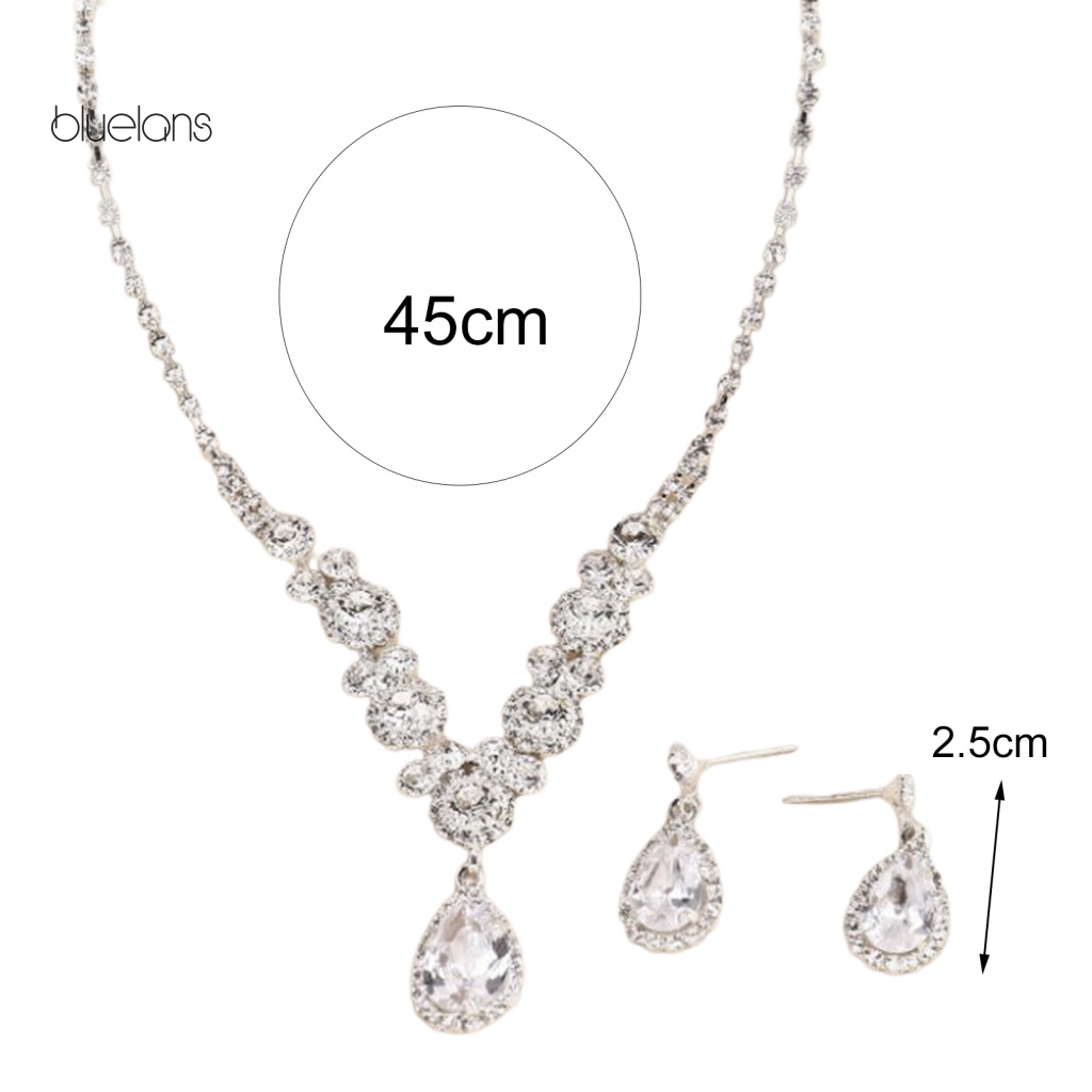 1 Set Vòng cổ Và Bông Tai Bằng Hợp Kim Đính Đá Lấp Lánh