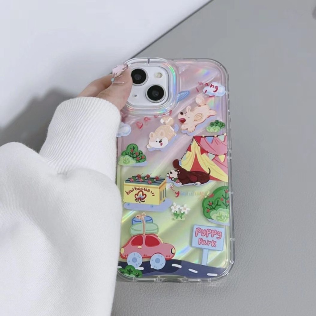 Ốp Điện Thoại Dẻo Họa Tiết Cô Gái / Chú Chó Dễ Thương Chống Sốc Cho iPhone14pro11xr 678 13xs 12