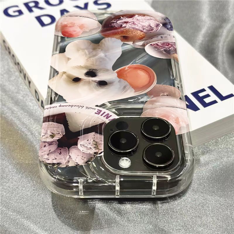 Ốp Điện Thoại Mềm Trong Suốt Họa Tiết Bánh Kem Và Chú Chó Dễ Thương Cho iPhone14promax 1312 / 11 7 / 8plus xr / sins XXGK