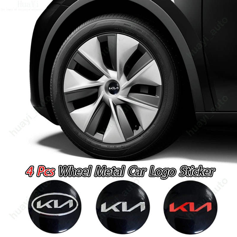 Bộ 4 Miếng Dán Trang Trí Trục Bánh Xe Hơi Kia Kn 56mm Bằng Nhôm Cho Seltos Kx3 Bongo Sonet K3 Sorento Soluto Picanto Sedona Sportage Rio