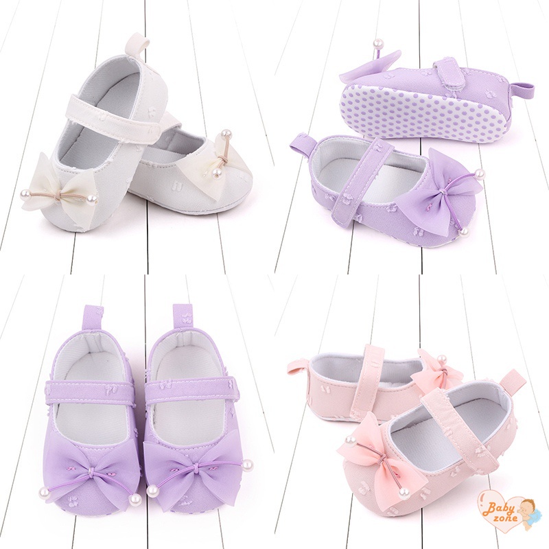 Giày Búp Bê Đế Mềm Chống Trượt Đính Nơ Xinh Xắn Cho Bé Gái