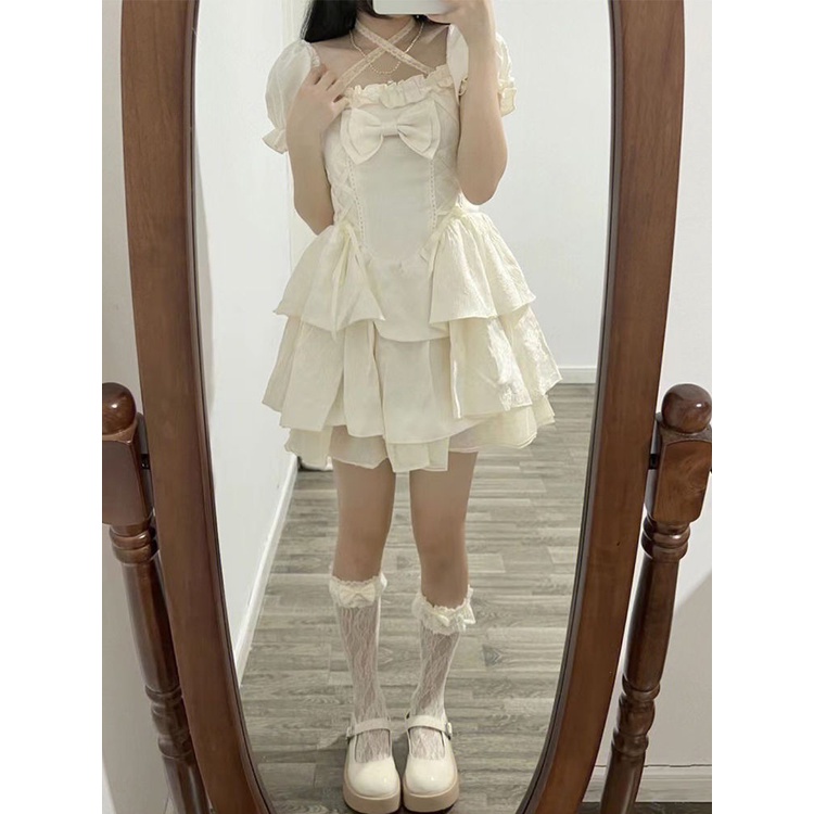 Đầm Ôm Dáng Cột Dây Nơ Ghép Hình Trái Tim Ngọt Ngào Mùa Hè Cho Nữ Sinh