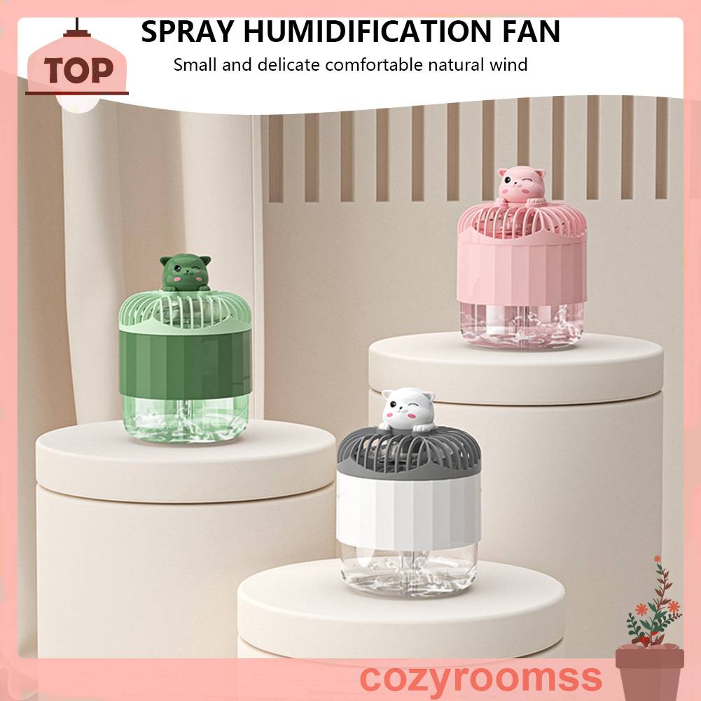 Quạt Làm Mát Không Khí USB Hình Mèo Dễ Thương Có Đèn Ngủ