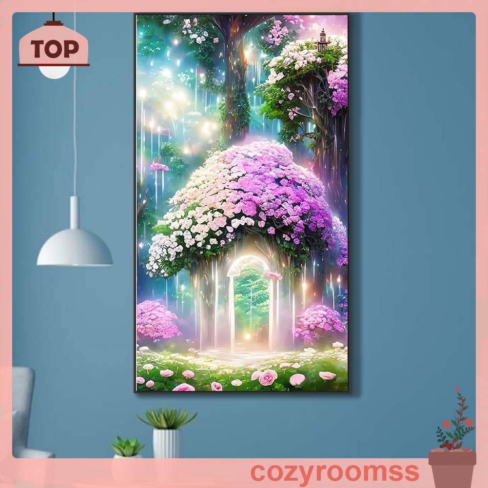 Tranh Đính Đá Kim Cương Toàn Bộ 5D DIY Hình Vẽ Cây Hoa