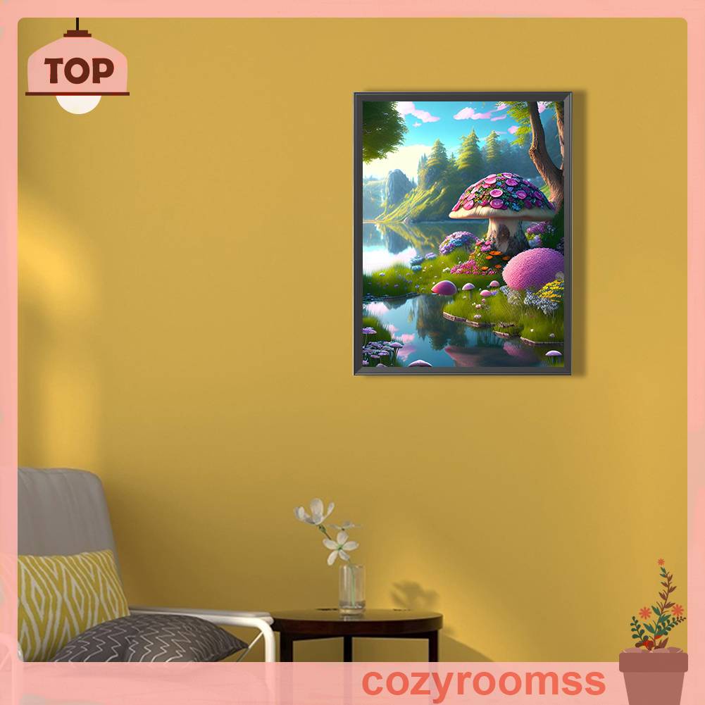 Tranh Đính Đá Kim Cương Toàn Bộ 5D DIY Hình Vẽ Cây Nấm