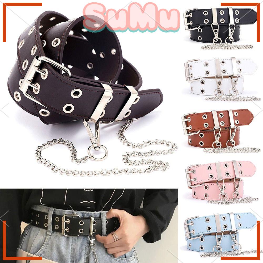SUMU Thắt Lưng Da PU Hai Khóa Cài Phong Cách Punk Cá Tính Cho Nữ