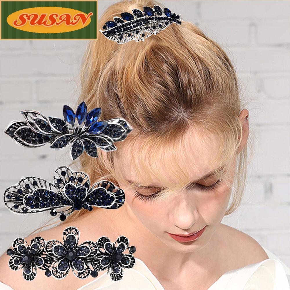 SUSANS Kẹp Tóc Kim Loại Đính Đá Lấp Lánh