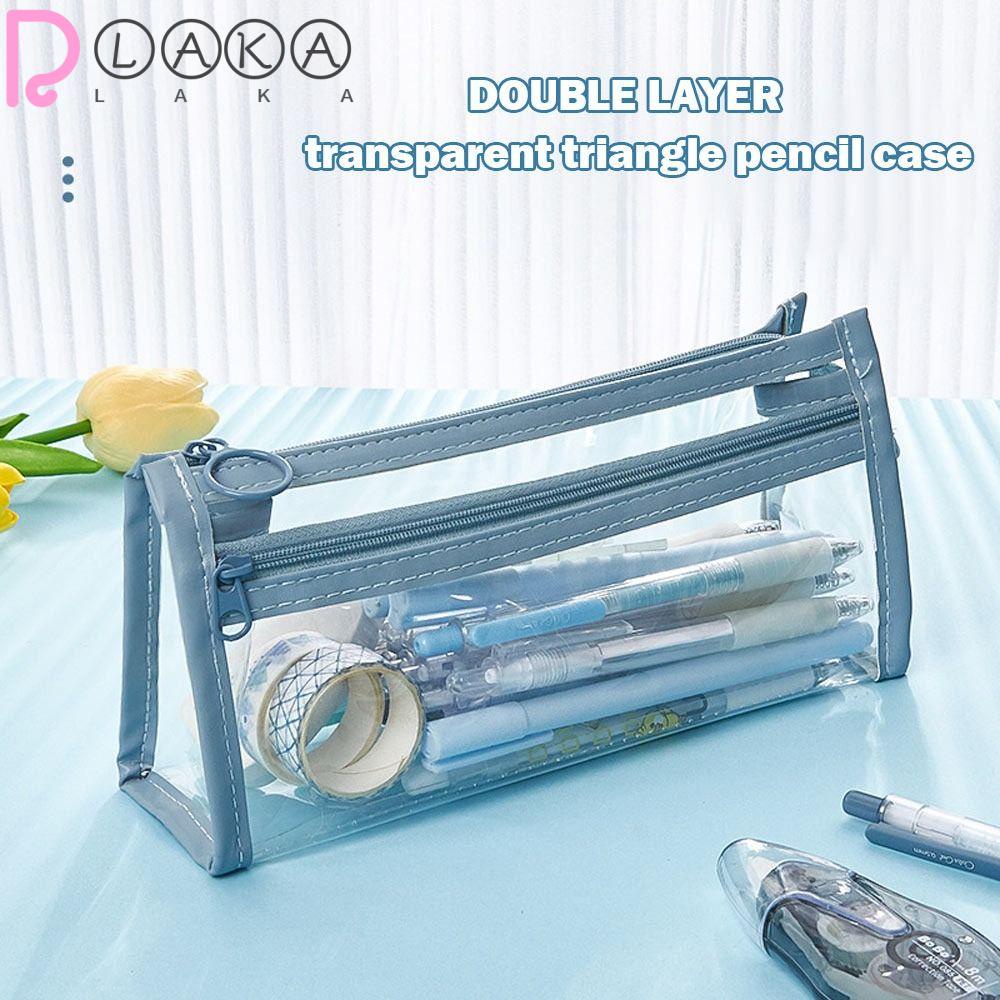 LAKAMIER Túi Đựng Bút Bằng Vải Canvas Hai Lớp Họa Tiết Dễ Thương