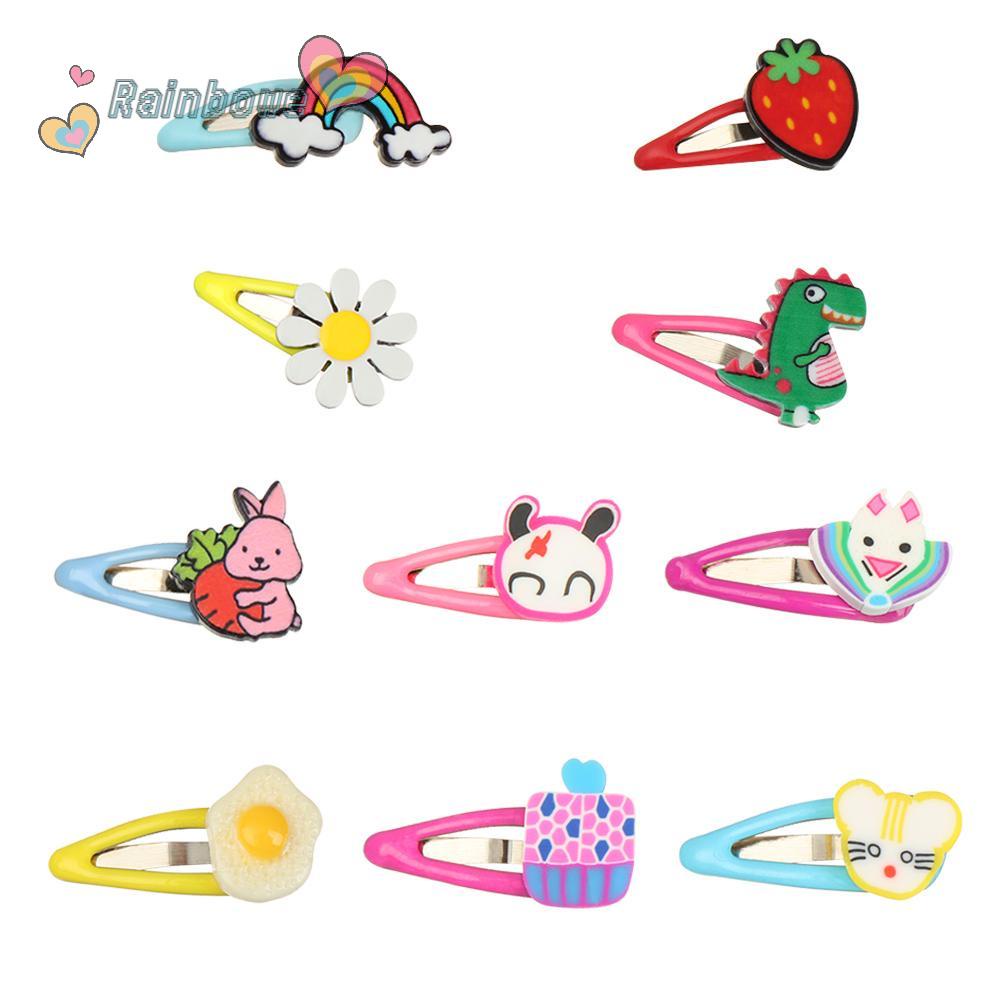 RAINBOW Set 5 Kẹp Tóc Búp Bê Hoạt Hình Dễ Thương