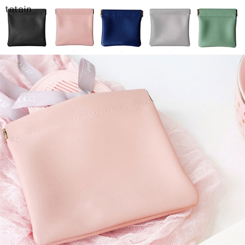 Tatain Túi Da Đựng Trang Sức Chìa Khóa Tiền Xu Tai Nghe Tự Động Đóng Kín