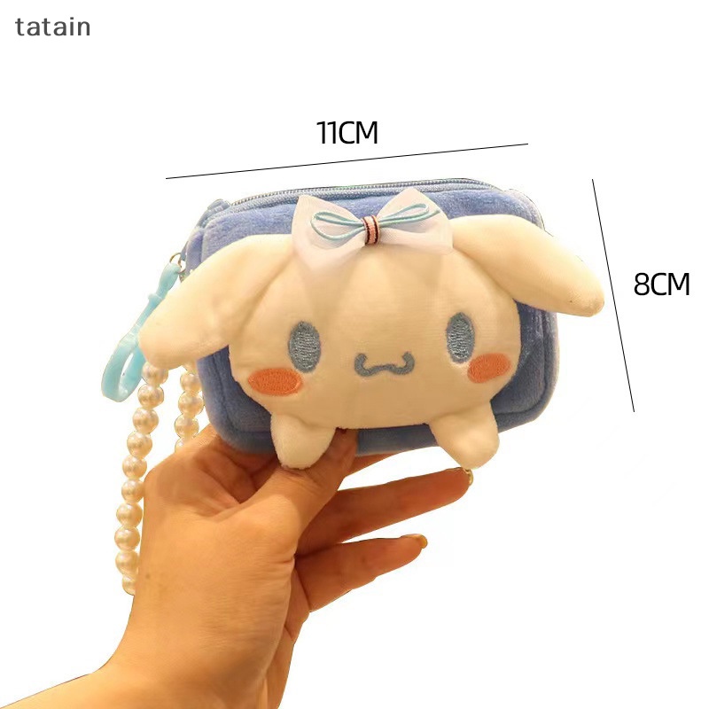 Túi Đựng Tai Nghe / Tiền Xu Bằng Lông Nhung Có Dây Ngọc Trai Dễ Thương