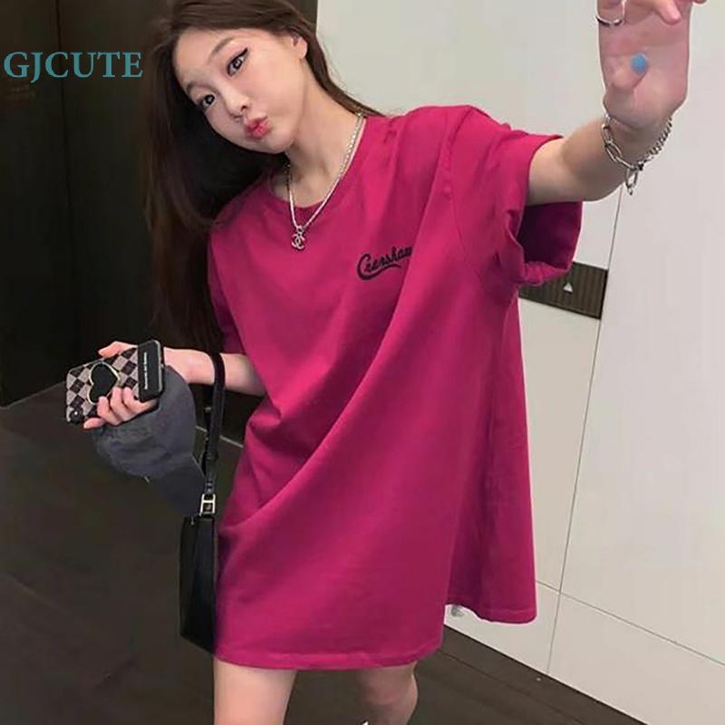 Áo Thun T-shirt Cotton Cổ Tròn Tay Ngắn In Chữ Thời Trang Mùa Hè Dành Cho Nữ