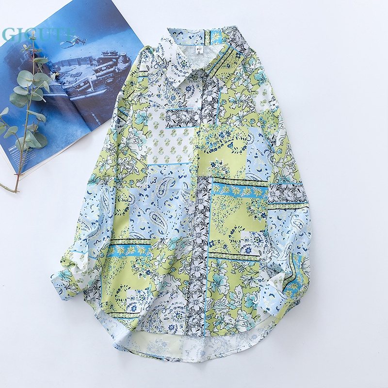 Áo Sơ Mi Tay Dài Dáng Rộng In Họa Tiết Hoa Thời Trang Mùa Hè Xinh Xắn Cho Nữ