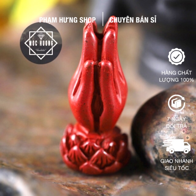 🌹 Charm Tay Phật chu sa 10mm cực đẹp PL952
