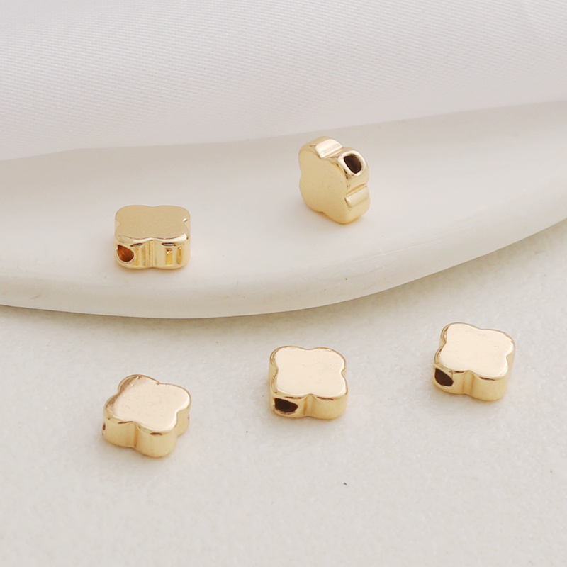 Hạt Xâu Chuỗi Bốn Lỗ Mạ Vàng 14K Nhiều Màu Sắc