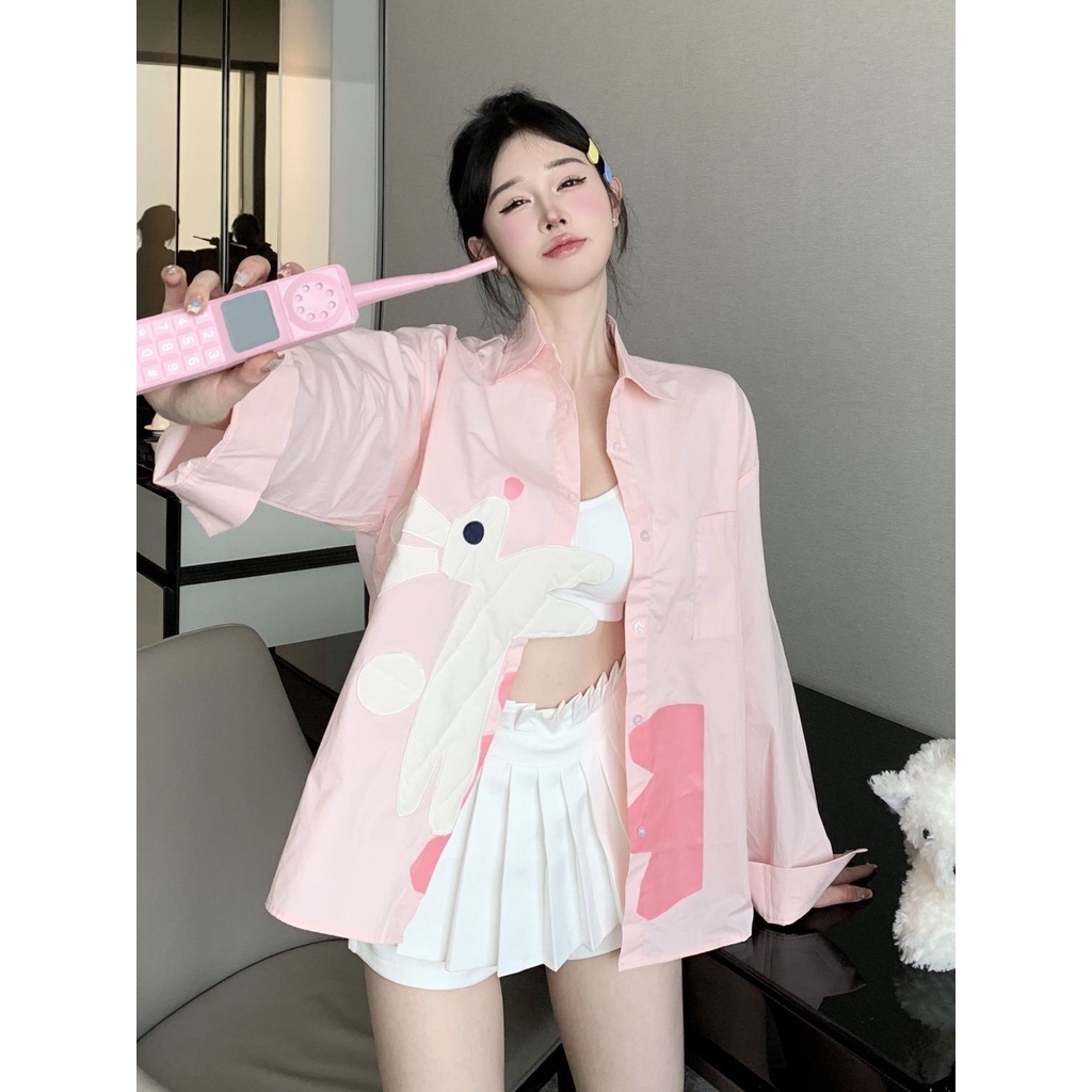 Áo Sơ Mi Tay Dài Màu Hồng Thời Trang Cho Nữ