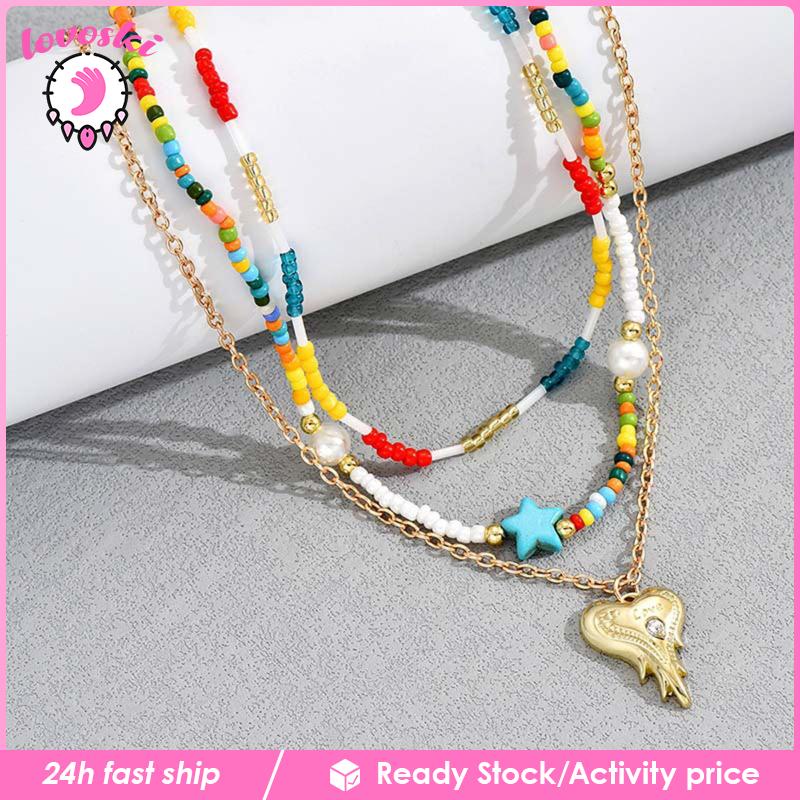 Set 3 Vòng cổ Nhiều Lớp Y2K Phong Cách Boho