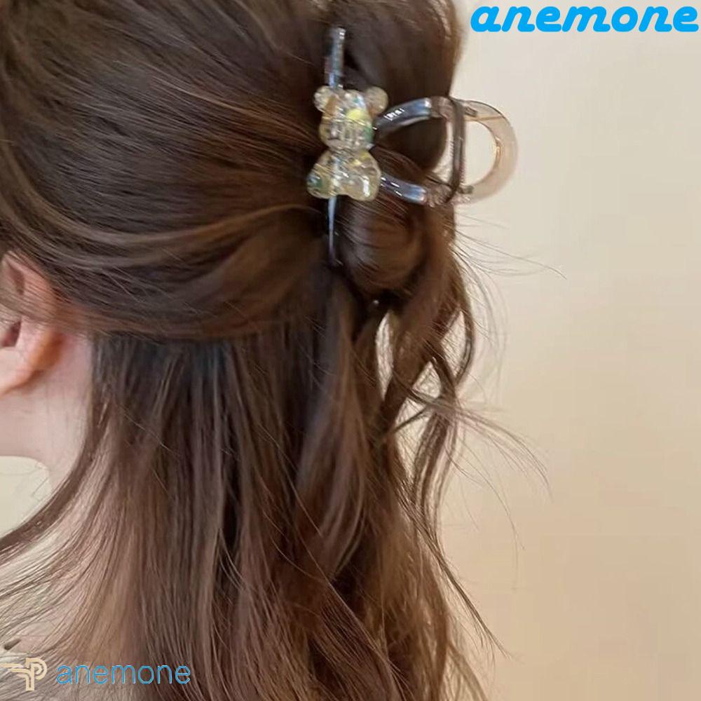 Kẹp Tóc Càng Cua Bằng Acrylic Trong Suốt Hình Gấu Lấp Lánh Cho Nữ