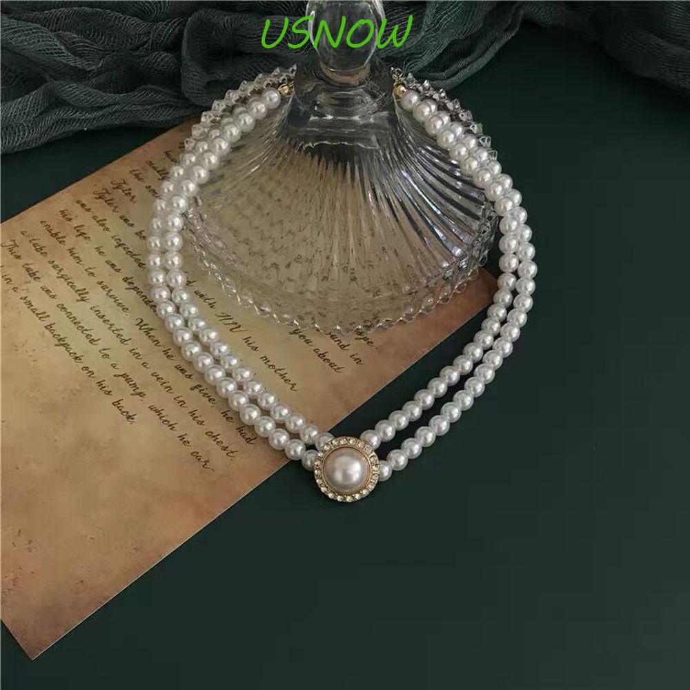 USNOW Vòng cổ Hai Lớp Bằng Hợp Kim Phong Cách Hepburn Cho Nữ