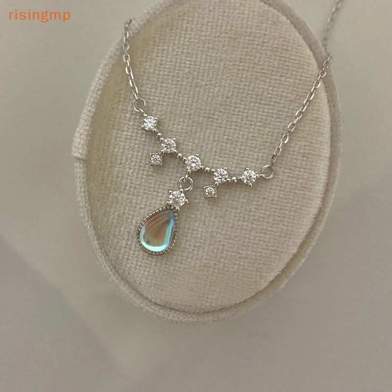 [risingmp] Vòng cổ Đính Đá Mặt Trăng Hình Giọt Nước Sáng Tạo Thời Trang Cho Nữ