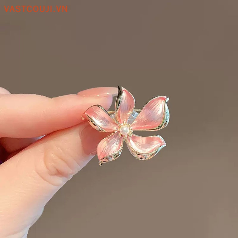Ghim Cài Áo Hình Hoa Đính Ngọc Trai Màu Vàng Hồng Thời Trang Cho Nữ