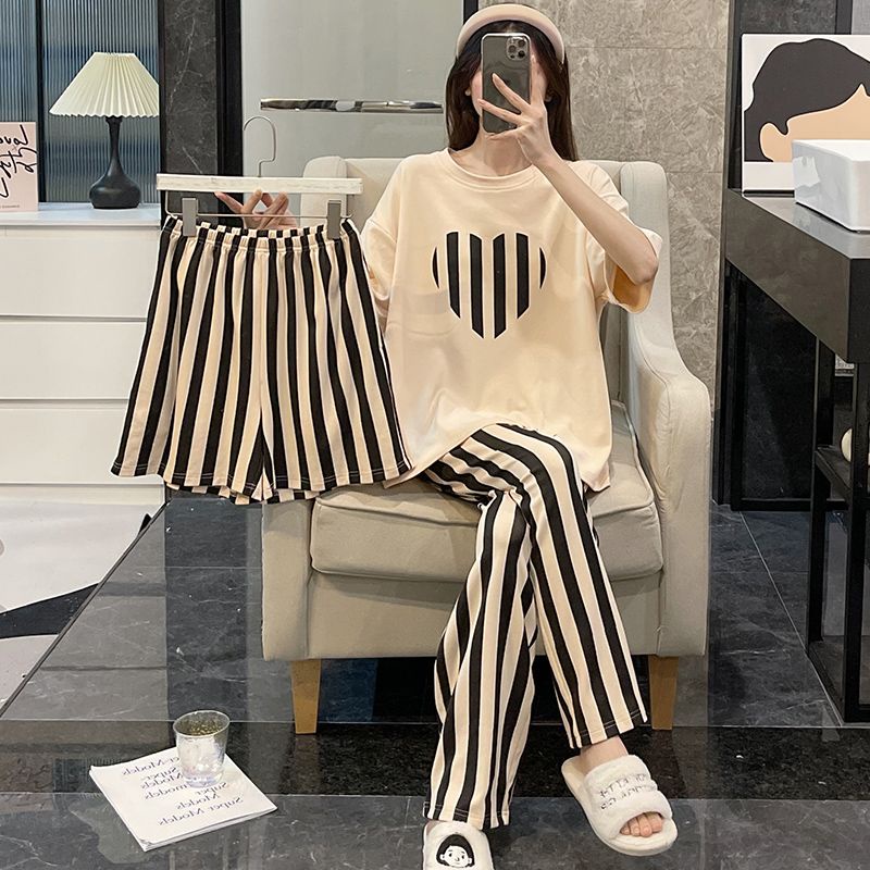 Bộ Đồ Ngủ Ba Món Dáng Rộng Phong Cách Hàn Quốc Thời Trang Xuân Thu Cho Nữ