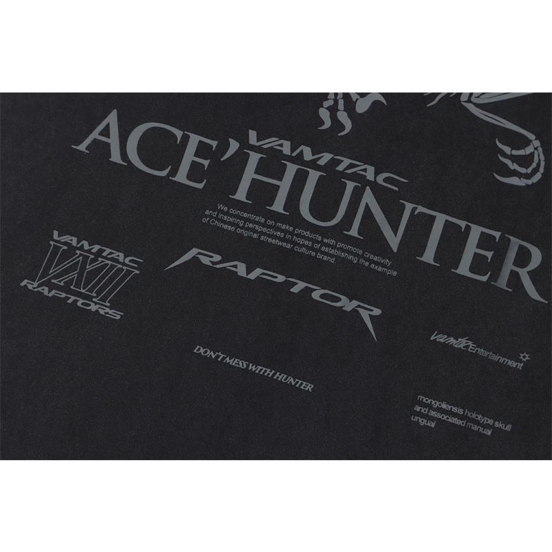 Vamtac Áo Thun Ngắn Tay Dáng Rộng In Hình Xương Khủng Long Thời Trang Mùa Hè Giản Dị