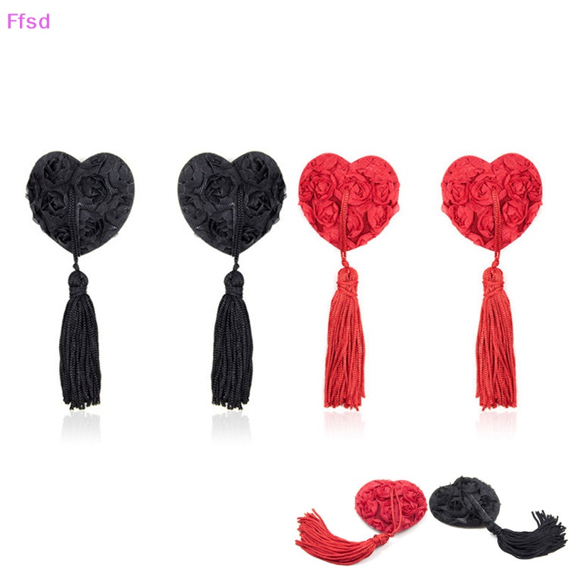 1 Cặp Miếng Dán Ngực Tua Rua Hình Trái Tim Đính Kim Sa Lấp Lánh Quyến Rũ