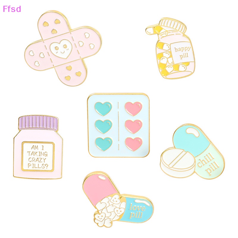 Huy Hiệu Cài Áo Hình Chai Thuốc Bằng Hợp Kim Tráng Men Họa Tiết Hoạt Hình Màu Hồng Dễ Thương Sáng Tạo Làm Quà Tặng Trang Sức Thời Trang