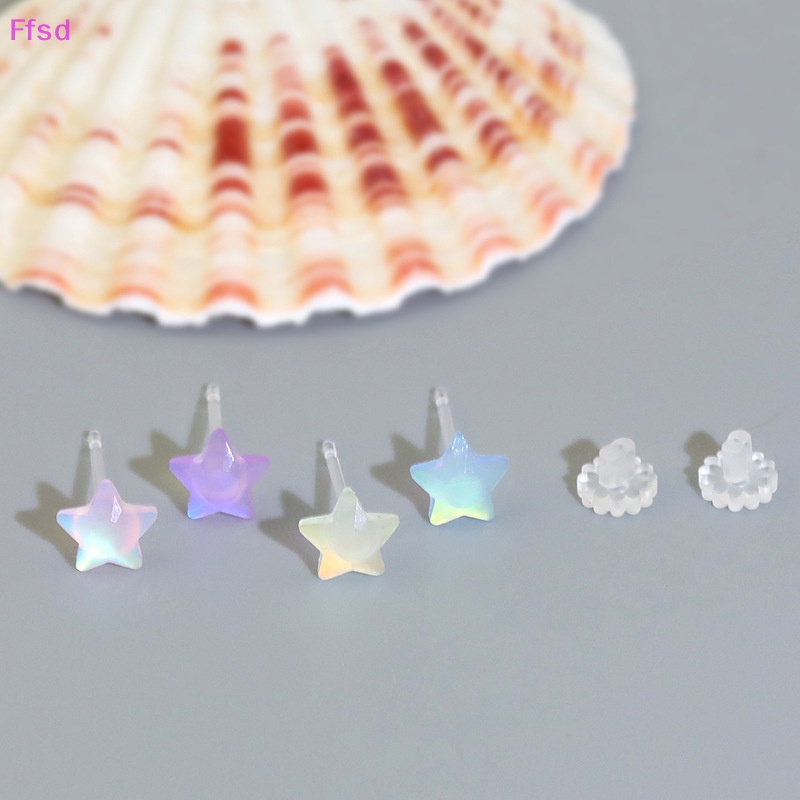 {Ffsd} Bông Tai Ngôi Sao Năm Cánh Bằng Nhựa Resin Nhiều Màu Dễ Thương Cho Nữ * Bán Chạy