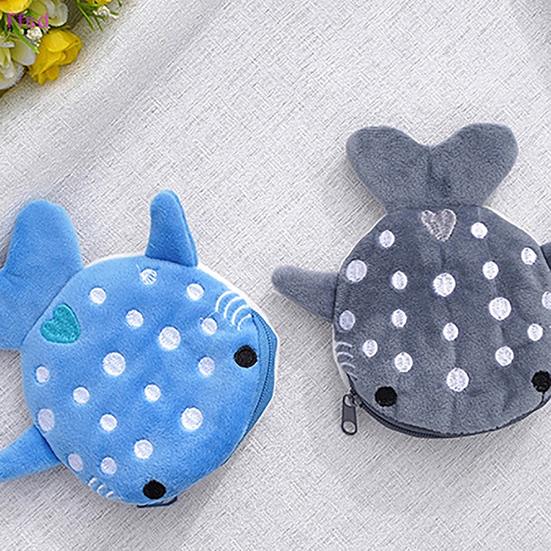 {Ffsd} Túi Đựng Tiền Xu / Dây Cáp Khóa Kéo Hình Cá Mập Hoạt Hình Cho Trẻ Em * Bán Chạy