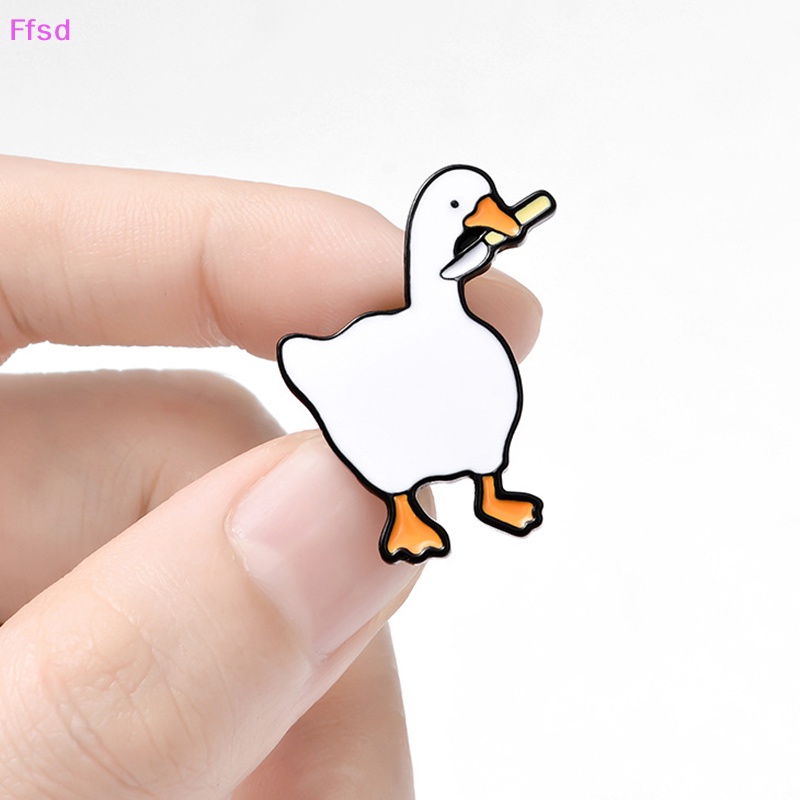 {Ffsd} Ghim Cài Áo Hình Ngỗng Hoạt Hình Vui Nhộn Dễ Thương Màu Trắng Men Bán Chạy * Bán Chạy